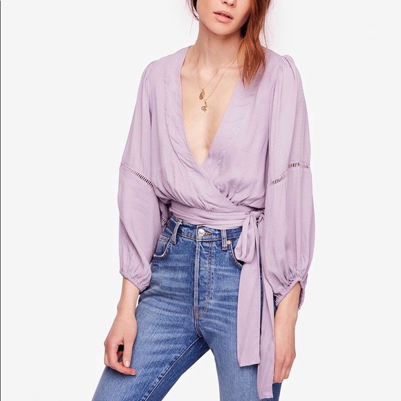 Free People Tops - Free People Dream Girl Plunging Wrap Top in Lavender Size Small